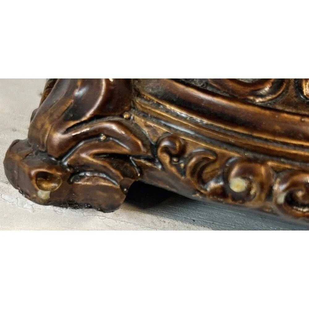 3 To 4” Candle Bowl Deep Brown Resin composite Old World Elegant Tuscan Decor